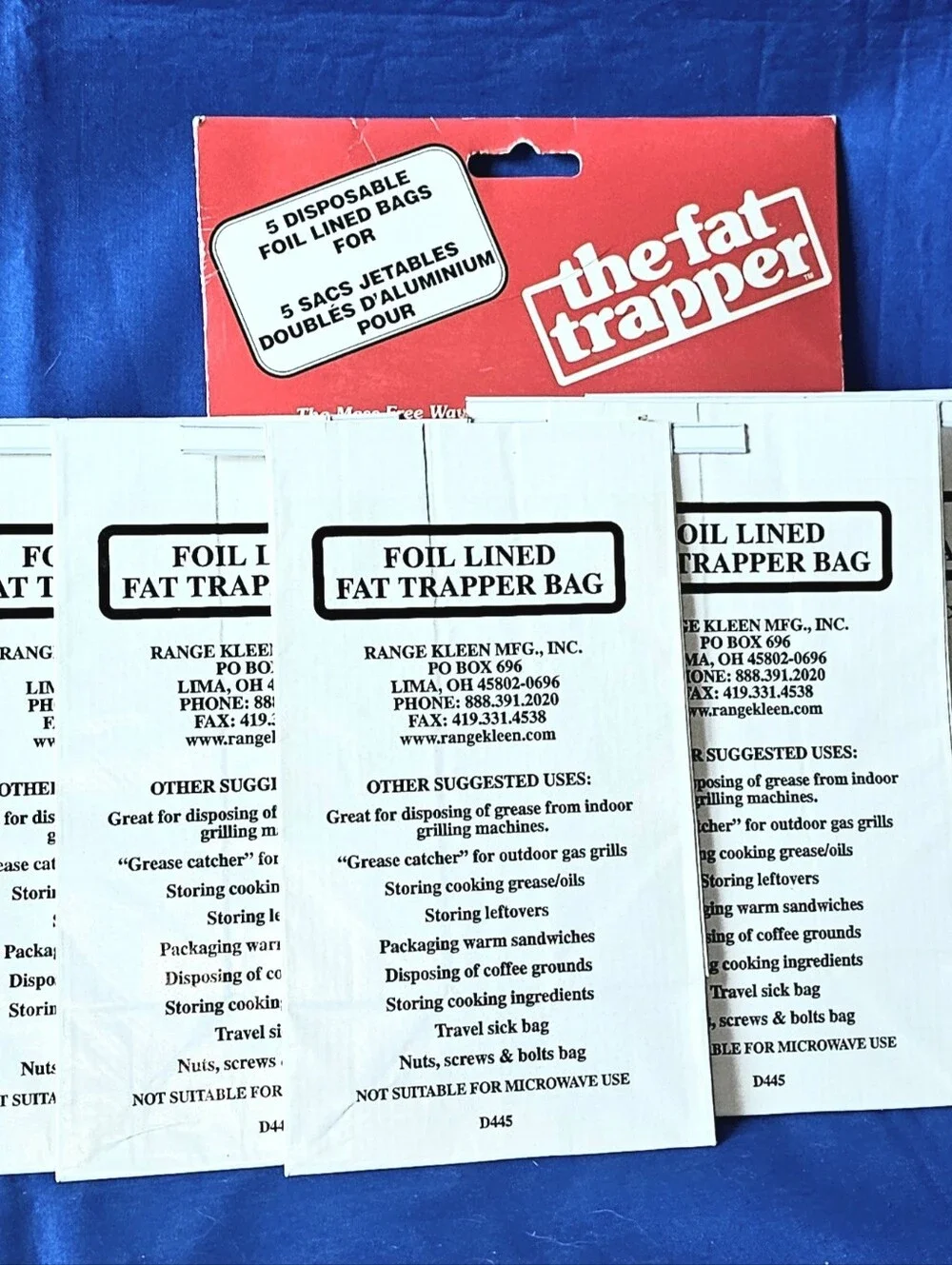 3 Pack Range Kleen Fat Trapper Refill Bags 15 Count Grease Storage Heat Safe NEW